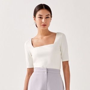 Love bonito NWT square neck white top XS